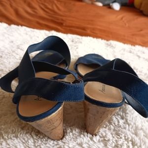 American Eagle Navy Blue Wedge Heels (Women's Size 10.5)